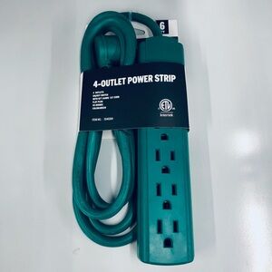 🎈$9🎈NEW Power Strip 4-Outlet 6 Ft Long Cord Green with ON/OFF SWITCH